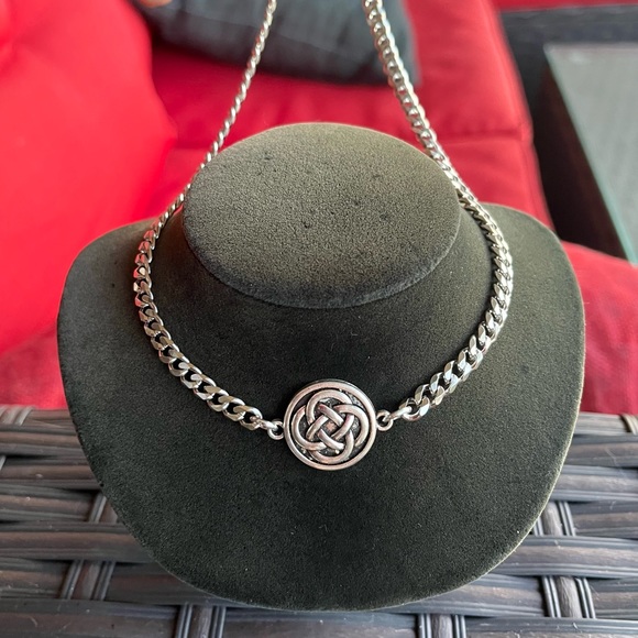 Handmade celtic knot coin cuban chain link stainless steel choker necklace - Picture 8 of 13